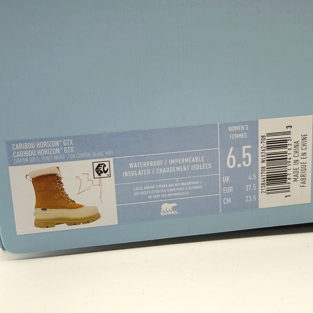 Sorel Caribou Horizon GTX Winter Boots 6.5 Womens Canyon Gold Honey White NEW - Picture 12 of 12